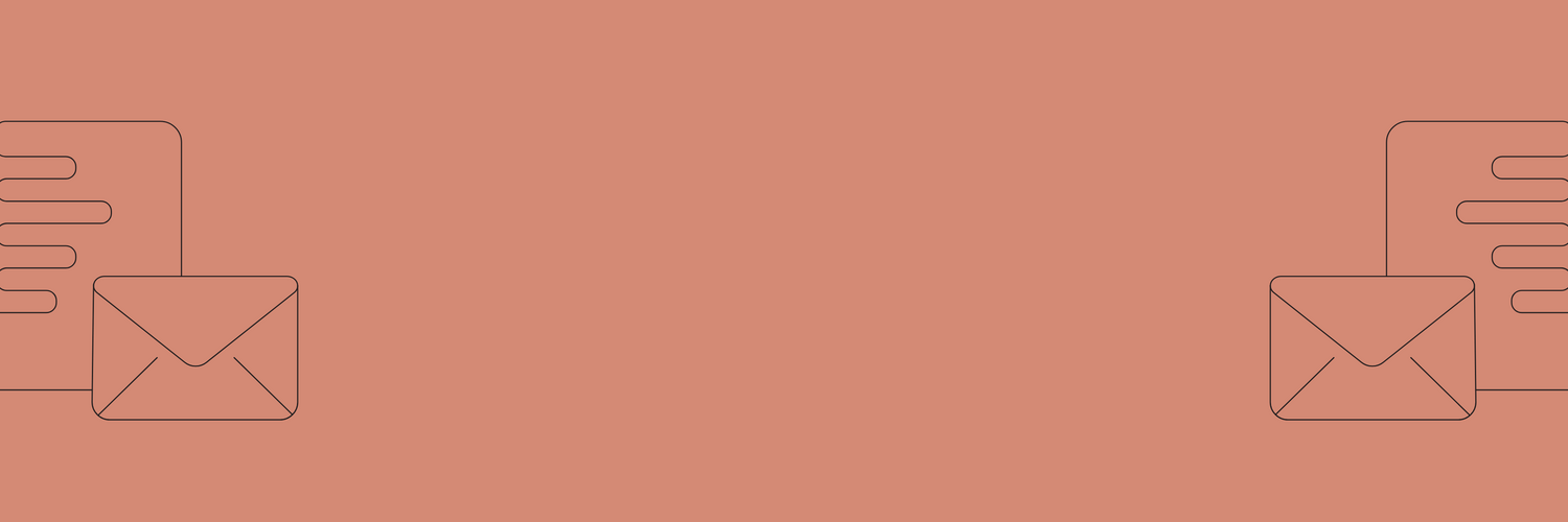 orange banner with newsletter icons
