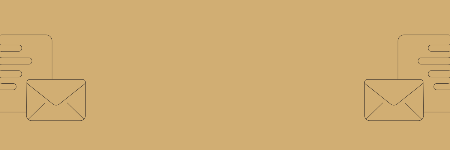 Gold background with icons of newsletters