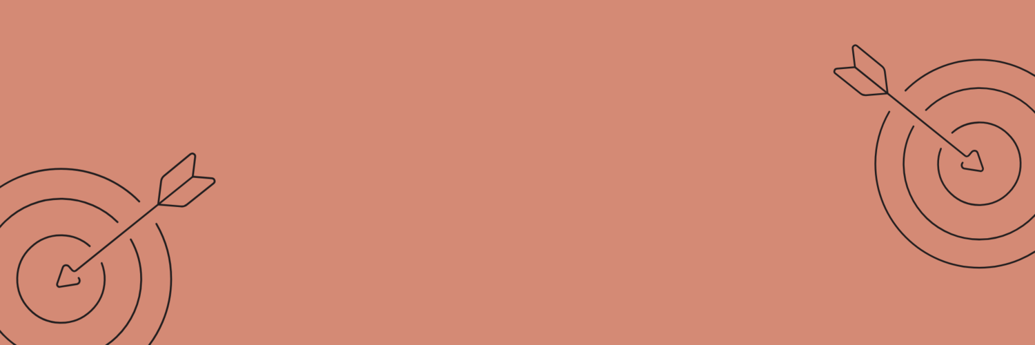 Dark pink background with two icons of arrows hitting a target