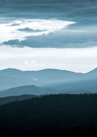 Landscape of photo of Canberra featuring hills and Telstra tower